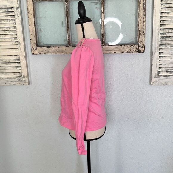Charter Club Womens Top Heart Button Shoulder Long Sleeve Pink Size Petite NWT - Picture 6 of 14